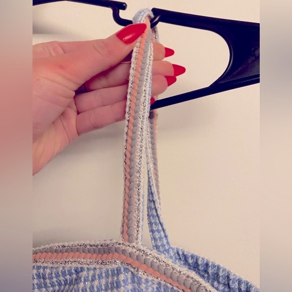 SHEIN Tweed Crop Top in Blue/Pink - Picture 6 of 10